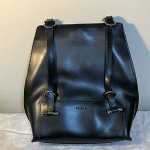 Furla Black Leather Backpack